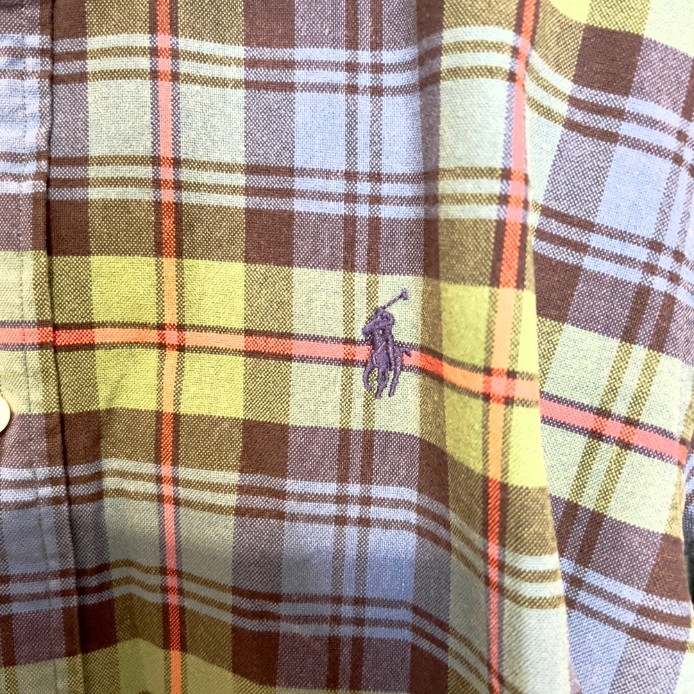 Ralph Lauren Blue and Green Casual Button Down Shirt - Picture 3 of 6